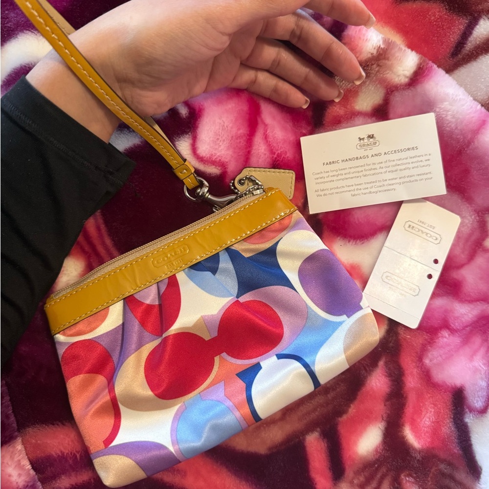 Coach Multicolor Patterned Pouch with Yellow Acce… - image 5